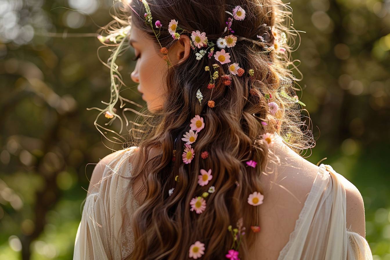 10 idées de coiffure mariage avec fleurs naturelles