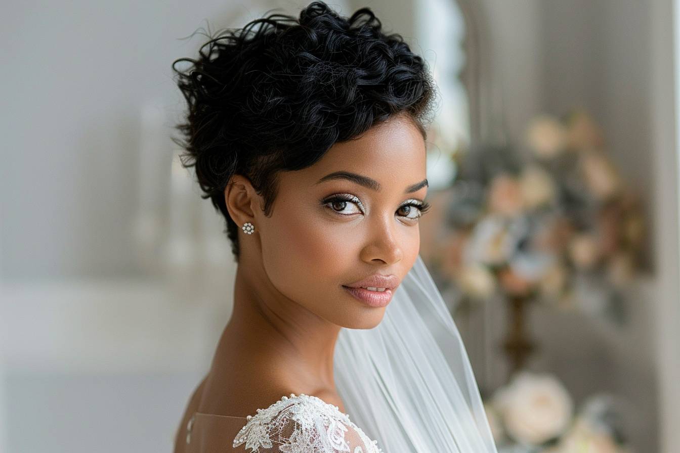10 idées de coiffure mariage cheveux courts avec voile