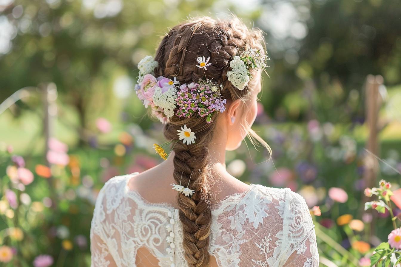 10 idées de coiffure mariage tresse et fleurs
