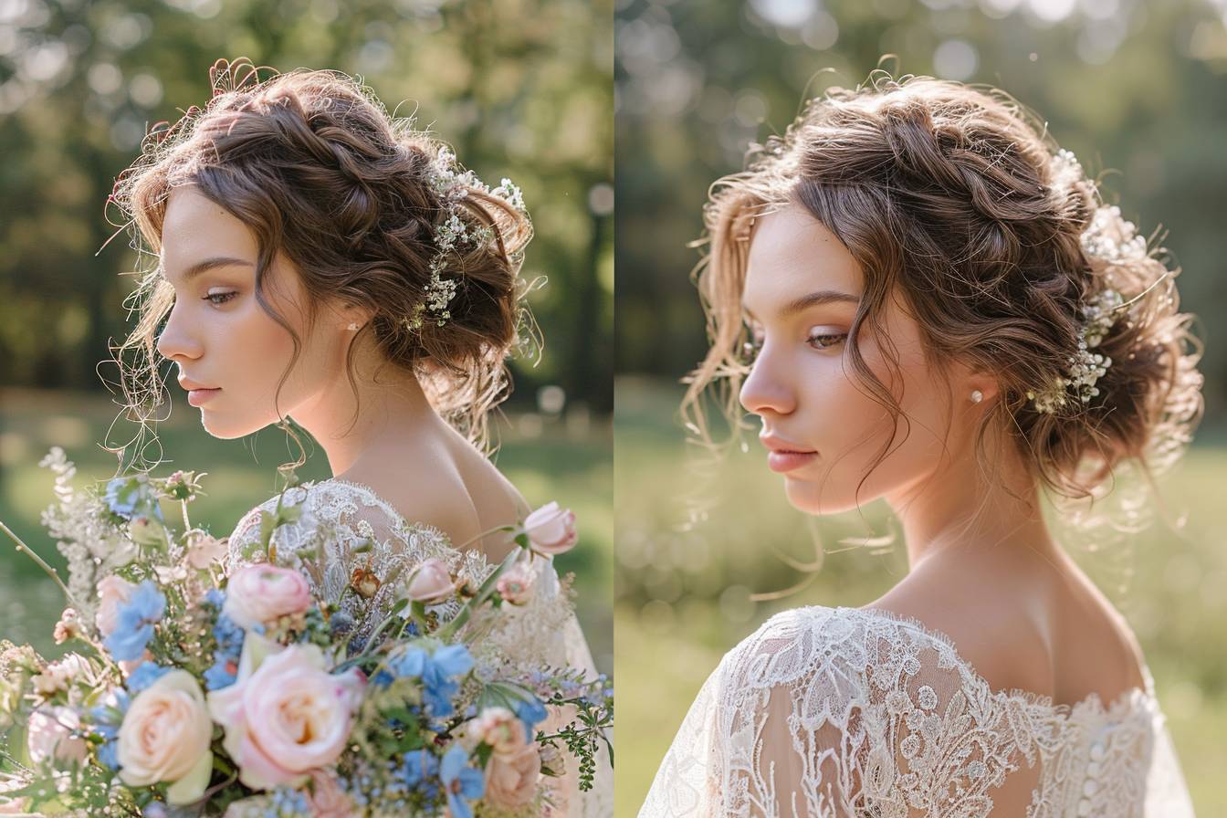10 idées de coiffure mariée chignon flou bas